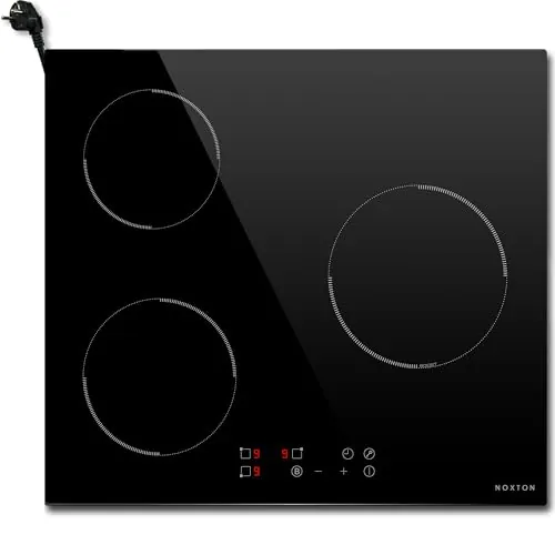 Placa induccion 3 fuegos, 60 cm Controles táctiles, con enchufe NOXTON