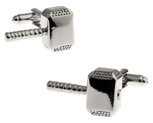 Gemelolandia | Gemelos para Camisa Martillo de Thor Chromado Gemelos Originales para Camisas | para Hombres y Niños | Regalos para Bodas, Comuniones, Bautizos y Otros Eventos