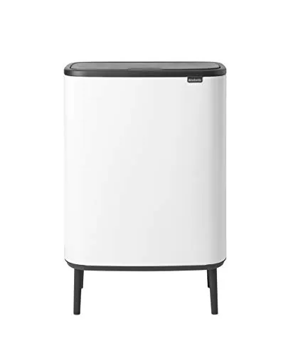 Brabantia Bo Hi Touch mecanismo de apertura con un toque, Cubo de basura con patas 2 x 30L, color blanco