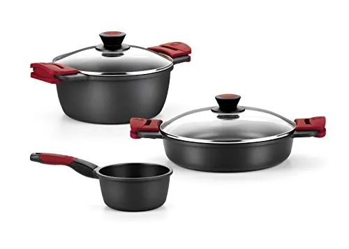 BRA Premiere Batería 5 Piezas Aluminio Fundido Antiadherente, apta para todo tipo de Cocinas e Inducción