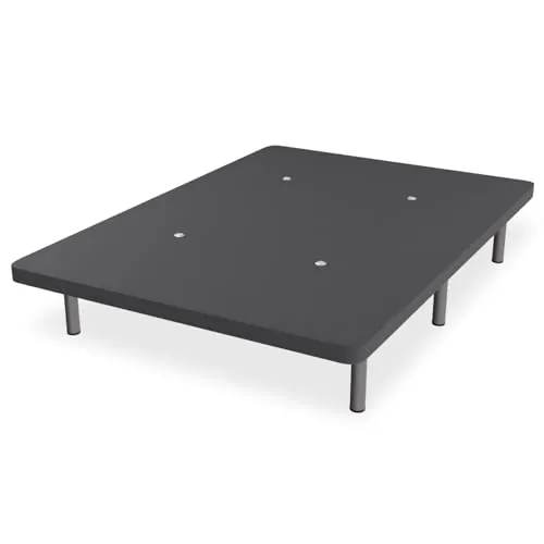 Somnia Descanso - Base Tapizada 3D Extra Resistente con Gran Estabilidad y 5 Barras Transversales + 6 Patas metálicas roscadas de 25cm, 105 x 200, Gris Oscuro