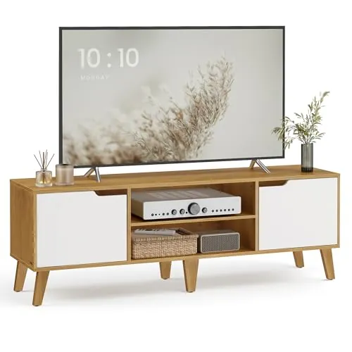 VASAGLE Mueble de TV, Mesa TV con Estante Ajustable, Longitud 147 cm