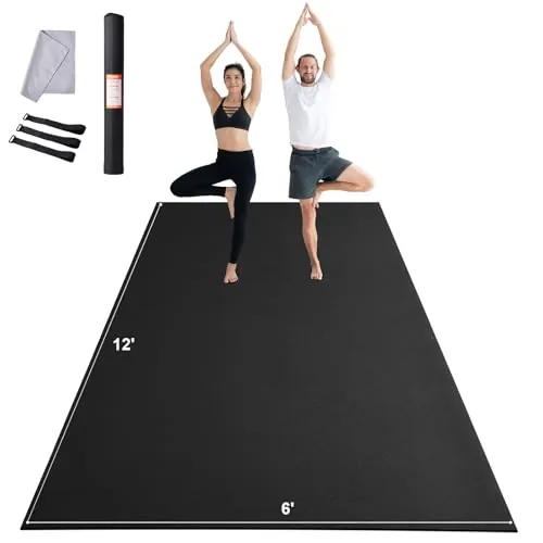 VEVOR Esterilla de Yoga Antideslizante de Alta Densidad para Hombres y Mujeres Estera de Fitness y Ejercicio con Bolsa y Correa de Transporte para Yoga en Casa, Pilates y Entrenamiento, 3660x1830 mm