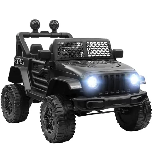 HOMCOM Coche Eléctrico para Niños 12V Vehículo Todoterreno 2 Motores Negro