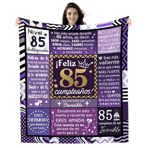Amorea Manta de Cumpleaños para Mujer de 85 Años 130 x 150 cm Manta Ideas para Tía Mamá Abuela Novia Mujer Hermana Prima Mejor Amiga Compañera Jefa Sobrina Feliz 85 Cumpleaños (85-Ella)