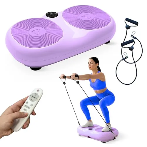 Mobiclinic®, Plataforma Vibratoria, 99 Niveles, 9 Programas de Entrenamiento, Bandas Elásticas y Mando, 200W, Tonificación y Entrenamiento Cuerpo Completo, Ideal para casa, hasta 150 kg, Karol