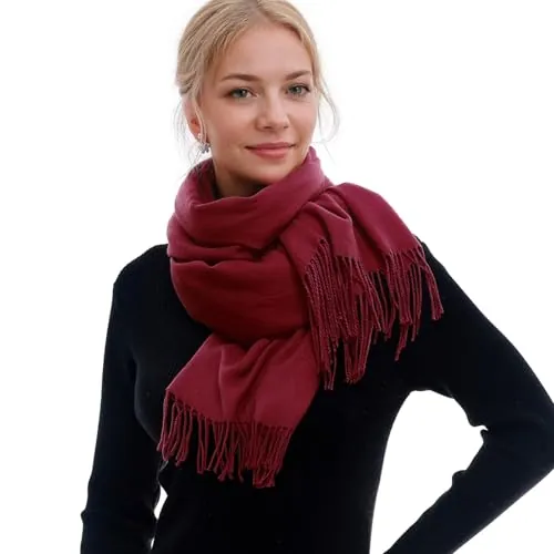 RIIQIICHY Bufanda Mujer Invierno Borgoña Pañuelos Grandes Fular Foulard Fulares Pashmina Chal Fiesta