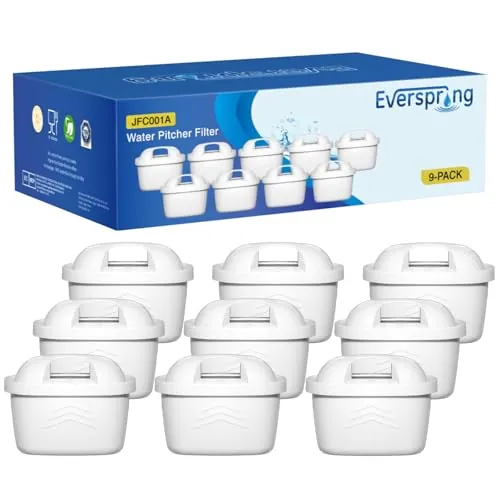 EVERSPRING Filtro de agua de Compatible Con Brita Maxtra+, Maxtra Plus, Mavea, Anna Duomax, 9 piezas