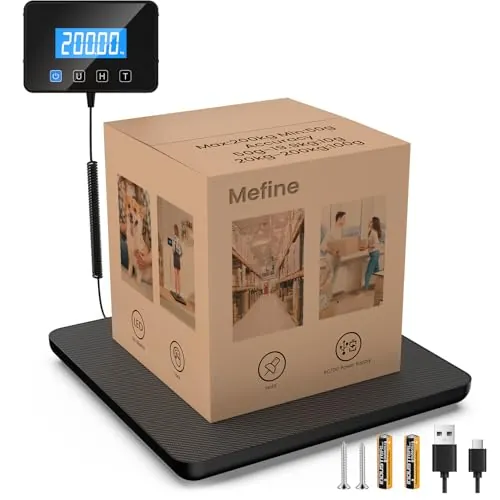 Mefine Báscula Digital para Paquetes, 200 kg/10 g, Tara y Retención