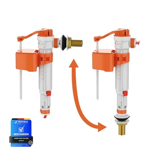 Ibergrif, M20521 Sistema de Alimentación Lateral o Inferior del Tanque del Inodoro, Válvula de Llenado de Inodoro con Tuerca de Latón, Válvula de Alimentación Doble M12/17