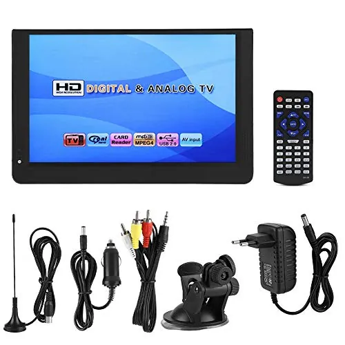 NIMOA LCD TV - 1080P Mini Portátil de 12 Pulgadas 16: 9 LED Digital Portátil de TV Televisión Jugador