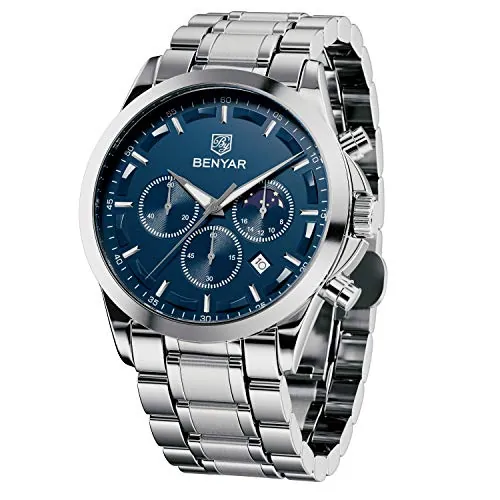 BENYAR by Relojes Hombre Cronografo Analógico Impermeable Luminoso Reloj Hombre Regalo Elegante