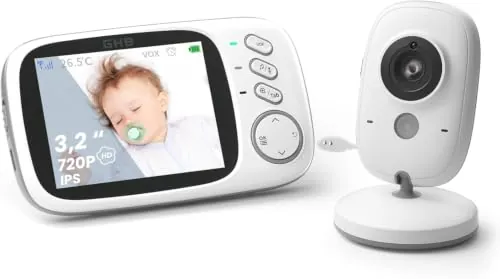 GHB Camara Vigilancia Bebe Vigilabebes con Camara con Pantalla 3.2" 720P HD