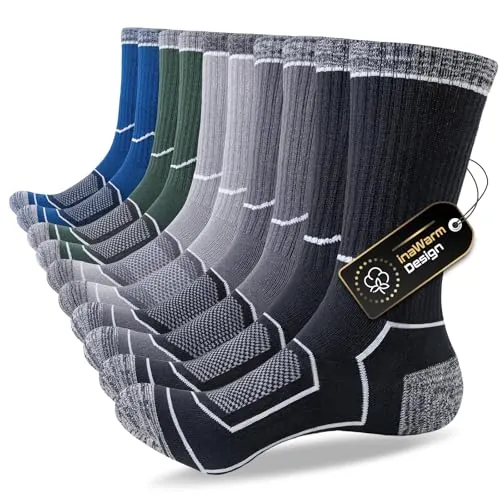 inaWarm Calcetines para hombre 43-46 37-42 47-50, calcetines de senderismo de algodón transpirable, calcetines deportivos, calcetines acolchados, calcetines de trekking, calcetines para zapatillas de