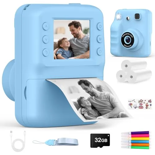 Cámara de Fotos Infantil Instantánea con Impresora y Pantalla 2,4" HD