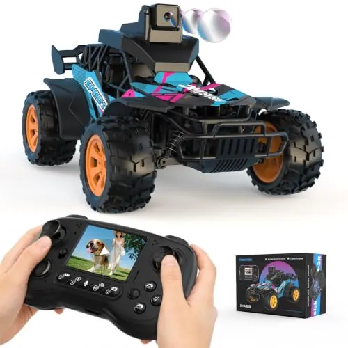 Camión RC Con Cámara FPV, Radiocontrol 2,4GHz | Pantalla LCD 2,8", Cámara Regulable 45°, 2 Modos De Velocidad, Vehículo Todoterreno Recargable, Regalo Para Niños Y Adultos