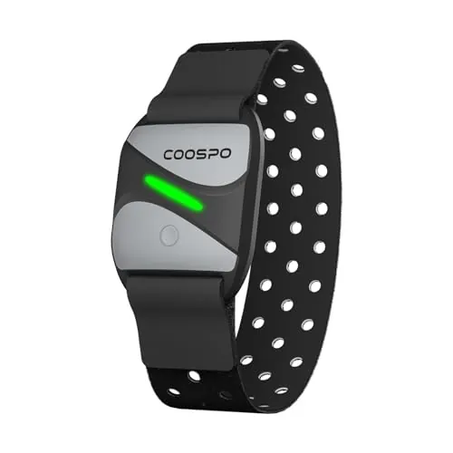 COOSPO HW807 Banda Frecuencia Cardiaca Brazo Bluetooth 5.0 Ant+ con Memoria, HRV Entrenamiento de Zona de Frecuencia Cardíaca, para Heartool, Wahoo, Strava, DDPY, adidas Run, Rouvy, Pulsoid