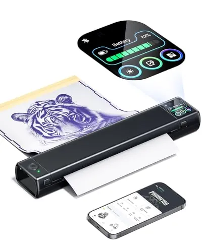 Phomemo M08F Plus Termocopiadora Tattoo Máquinas de Tatuaje, Impresora Termica Tattoo Profesional con Pantalla Táctil Kopierer y 10 Hojas de Papel Transfer Premium