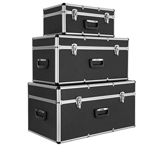 Arebos Set de 3 Maletín de transporte portátil | 200 L de volumen total | Maletín de aluminio | con cerradura | Incl. asa y correa universal | Transporte maletín
