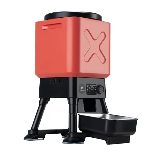 Comedero Automático para Perros Grandes 14L – Gran Capacidad XL, Dispensador de Comida con Temporizador, Sistema Antibloqueo, Doble Fuente de Alimentación y Cuenco de Acero Inoxidable