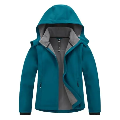 MoFiz Chaqueta Mujer Softshell Invierno Forro Polar Cortavientos Azul L
