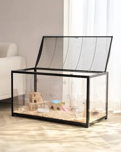 VEVOR Jaula para Hámster 96x47x55 cm Transparente con Visión de 360° Jaula para Animales Pequeños Jaulas Ventiladas con Puerta Frontal Casa Portátil para Hámsteres, Ratas, Conejillos de Indias
