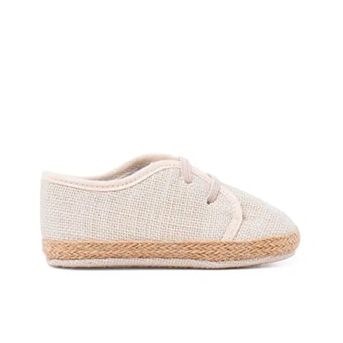 Pisamonas Zapatos Bebé Lino Y Yute Cordón Elástico Talla 20 Color Crudo