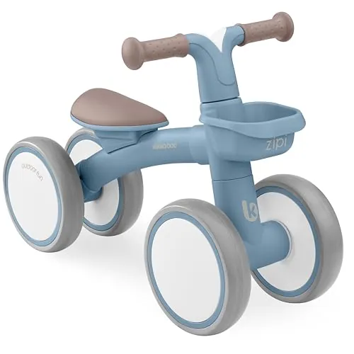 KikkaBoo Bicicleta Sin Pedales ZIPI, Correpasillos Bebé de 1 a 3 Años, Bicicleta Equilibrio, Bici Bebé con Canasta, Ajustable, Juguete para Niños, Azul
