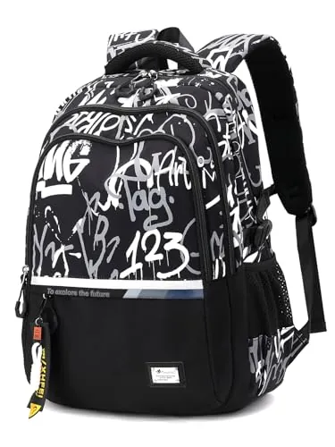 Amythe Mochila Escolar de Niño Adolescente para portátil de 15.6", Negro