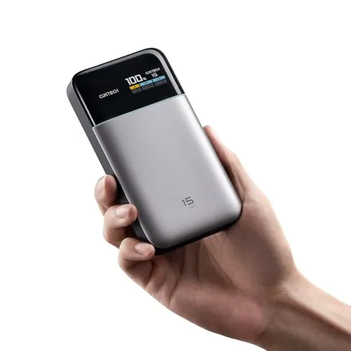 CUKTECH [CCC Certified] Power Bank 15000mAh 100W MAX Total, Batería Portátil con Pantalla TFT, Batería Externa Carga Rápida 3 Puertos para iPhone 17/16/15, Samsung, Xiaomi, MacBook Air, iPad, AirPods