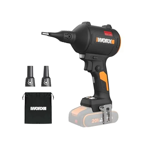 WORX 20V soplador de Polvo inalámbrico con Motor sin escobillas – colector de Polvo eléctrico para Limpieza, soplador de Aire comprimido (WX099 con batería y Cargador) (con batería)