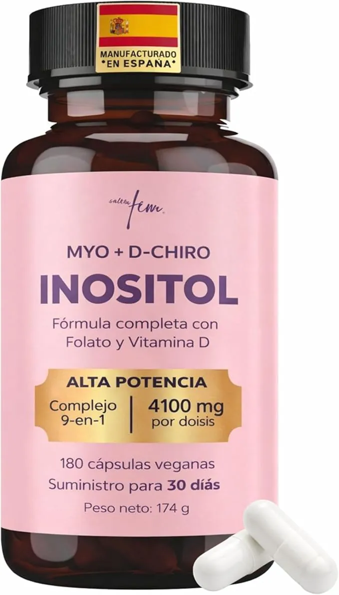 Inositol Myo and D-Chiro PCOS 4100MG – Función Metabólica, Equilibrio Hormonal y Bienestar Psicológico – 9 en 1 con Folato 5-MTHF, Cromo, Zinc, Vitamina B6, B12 y D3, Myo Inositol