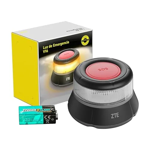 ZTE Luz Emergencia V16 Homologada DGT con Geolocalización, Baliza Coche Conectada DGT 3.0, Datos Incluidos hasta 10/2040