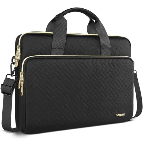 DOMISO Funda para Portatil Ordenador 17 Pulgadas,Protección Bolsa para 17 Pulgadas Lenovo,HP,Dell,Asus Chromebook,Impermeable Laptop PC Case Sleeve Con Tirantes,Negro