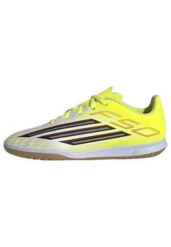adidas Unisex niños F50 Club Indoor Football Shoes Kids, Team Solar Yellow 2/Core Black/Lucid Red, 38 EU