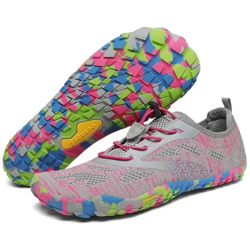 SAGUARO Zapatillas Barefoot Hombre Mujer Zapatillas Minimalistas para Deportes Acuaticos - Ligeras Antideslizante Respirable con Caja Suela Zero Drop, Rosa, 39 EU