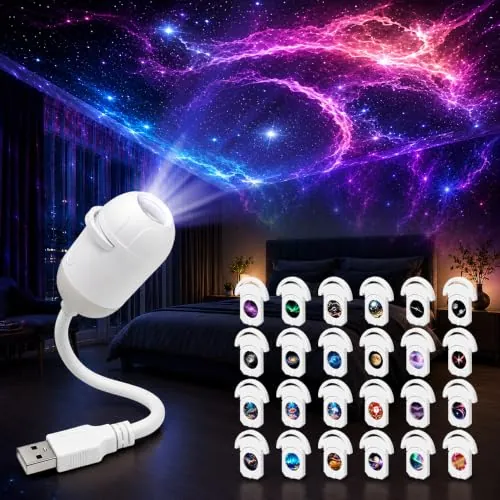 Proyector 2 en 1 Galaxy Night Light,Proyector Galaxia,USB Plug and Play