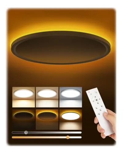 Tyreses Plafon LED Techo Regulable 24W 2800LM 1.7CM Ultrafino Lampara Techo | Luz Nocturna 1800K 3000K-6500K Modernos Candeeiro Teto con Mando a Distancia para Dormitorio Cocina Baño Sala Ø30cm