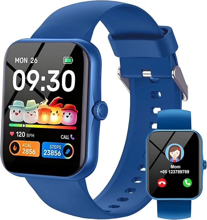 Reloj Inteligente Niño Pulsera Actividad, 1.83" HD Smartwatch para Niños Niña con 120 Modos Deportivo, IP68 Impermeable Podómetro Pulsómetro Monitor de Sueño, Smart Watch para 5 a 16 Años Regalo, Azul