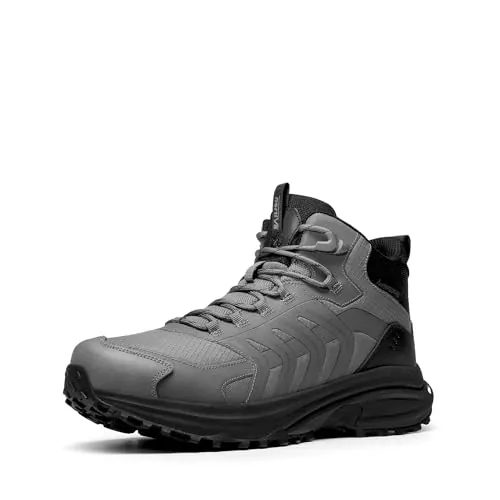 NORTIV 8 Botas Montaña Hombres BotasTrekking Impermeables Botas Senderismo Ligeros al Aire Libre Antideslizantes,Size 43,Gris Negro,SNHB26001M