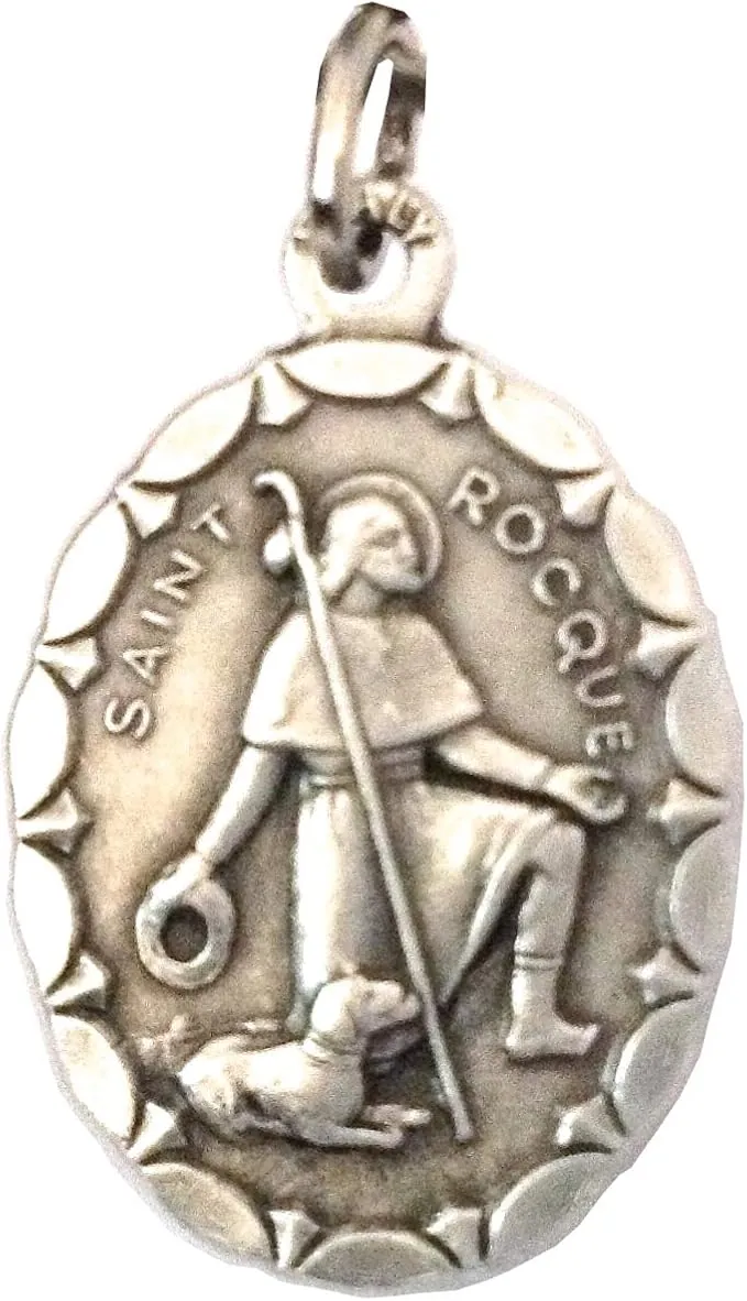I G J Medalla ovalada de San Roque de Montpellier - Medallas de Santos Patronos