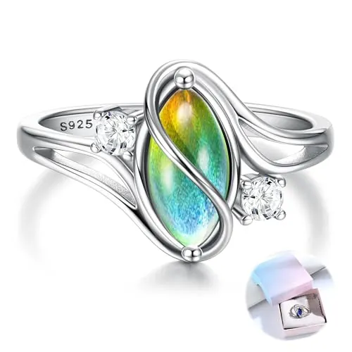 FIOROYAL Anillo de plata de ley 925 para mujeres y niñas, declaración de circonita cúbica vintage, anillos de boda