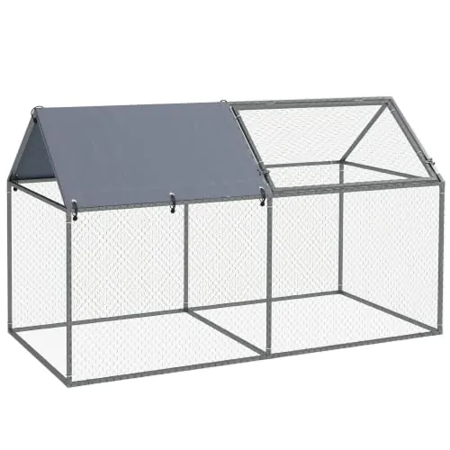 PawHut Jaula para Animales Pequeños Puerta Superior 198x100x120 cm Plata