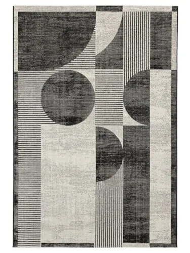 RugVista Deco Alfombra, 240 x 340 cm, Negro/Off Blanco