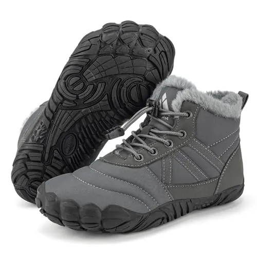 Mishansha Barefoot Botas con Forradas Zapato de Invierno Suave Gris 27 EU