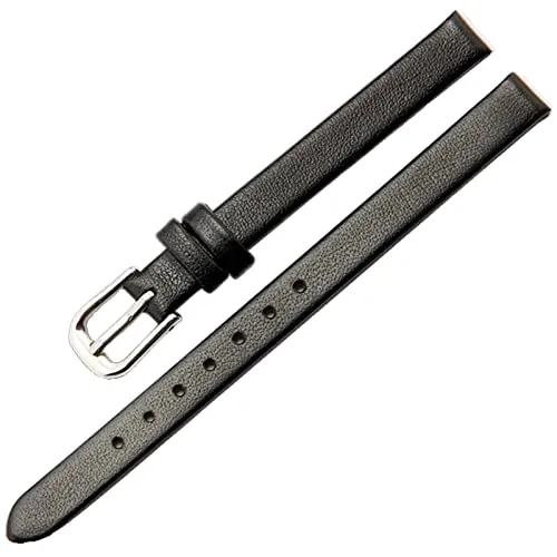 LEBINA Correa de Reloj de Cuero Suave para Mujer, Correa de Reloj de 6mm, 8mm, 10mm, 12mm, Correa de Reloj de Cuero Pequeña para Mujer, Negro, 6mm