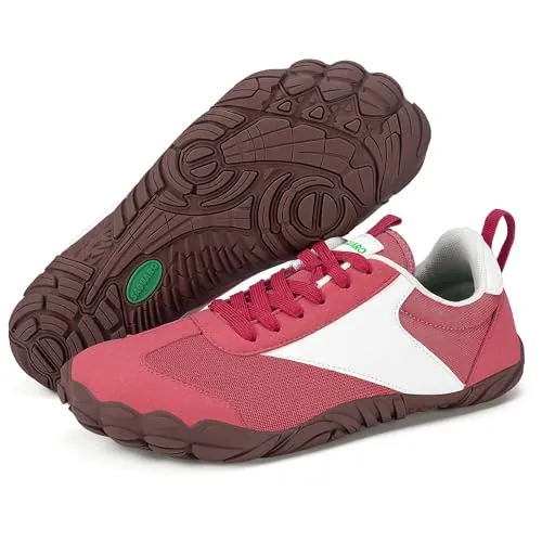 SAGUARO Zapatillas Barefoot Mujer Ligera Zapatos Minimalistas Hombre Transpirable Sneakers Barefoot Antideslizante Calzado Descalzos Interior Exterior, Rojo, 44