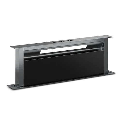 Klarstein Verosteel Extractor De Encimera 90 cm - A++ Eficiencia, 906,2 m³/h, Táctil Invisible, LED, Filtro Carbón, Campana Extractora Cocina Silenciosa, Aluminio & Cristal Negro