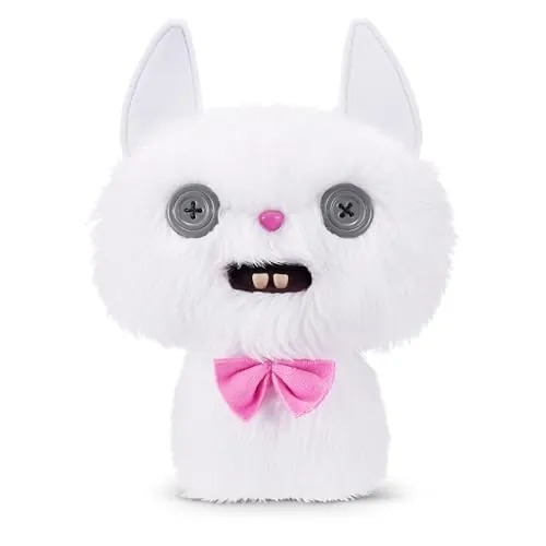 Fuggler Alley Cats Peluche 9" (Cheeze) Blanco de ZURU – Monstruo Feo y Divertido con Dientes Humanos. Peluche Coleccionable para niños, Adolescentes, Adultos y Amantes de Gatos raros.