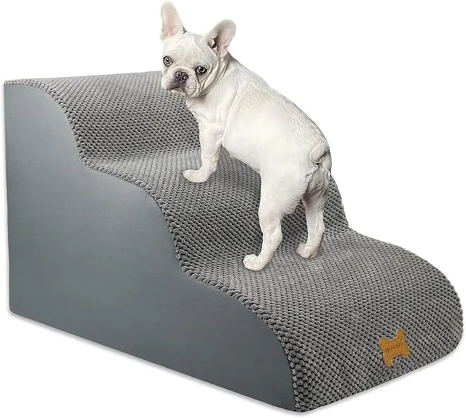 Nepfaivy Escalera para Perros Mediano - Rampa Antideslizante para Perros, 3 Etapas